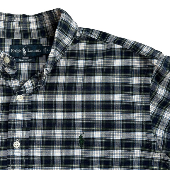 Ralph Lauren Mens XL Classic Fit Plaid Button Down Shirt Green Blue - Picture 1 of 8